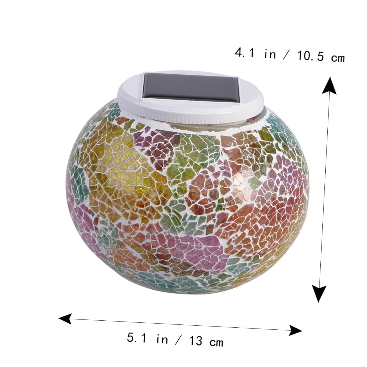 Lampada Solare da Tavolo in Vetro Mosaico, Cambio Colore | 2 Modalità Luce Singola e Multicolore, Accensione Automatica Notturna, per Esterno e Natale