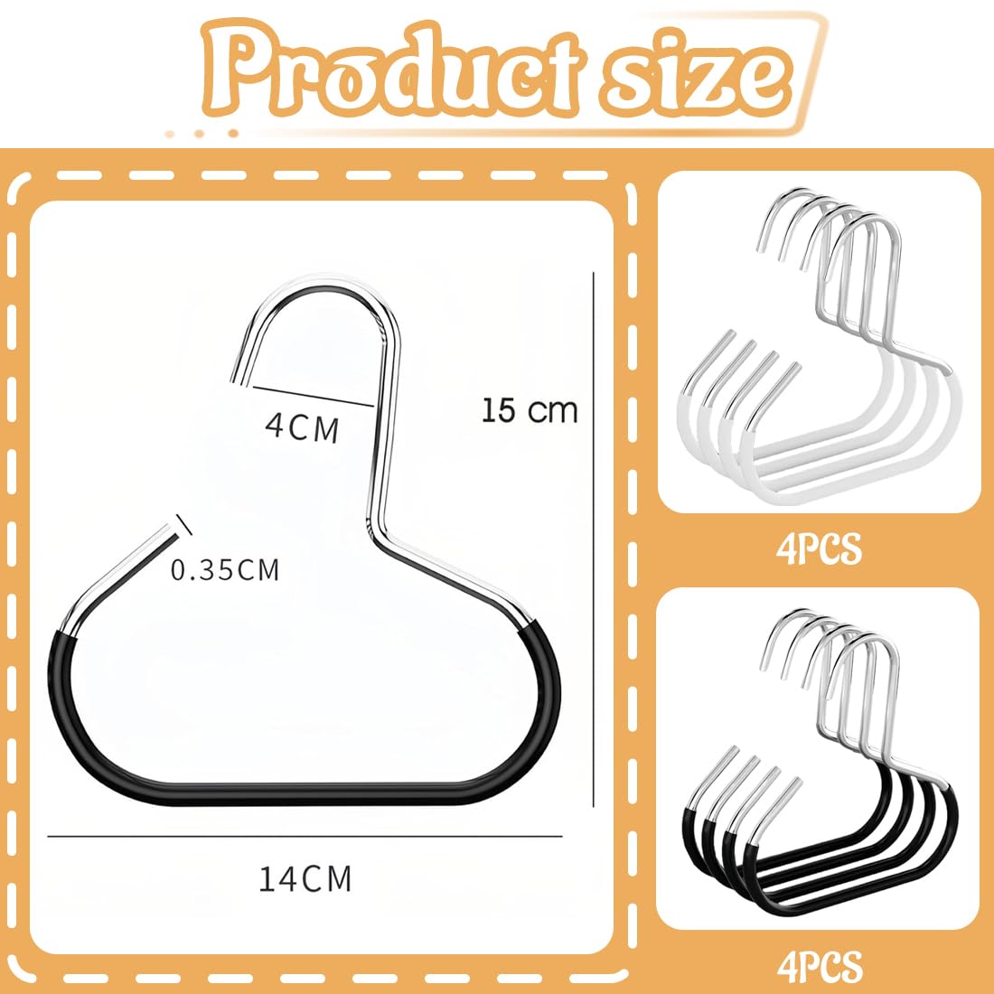 Porta Cappelli da Armadio, Ganci per Cappelli, Cappelliera, Organizer Multiuso, per Baseball, Sciarpe, Vestiti, Cravatte (8 Pezzi, Bianco e Nero)