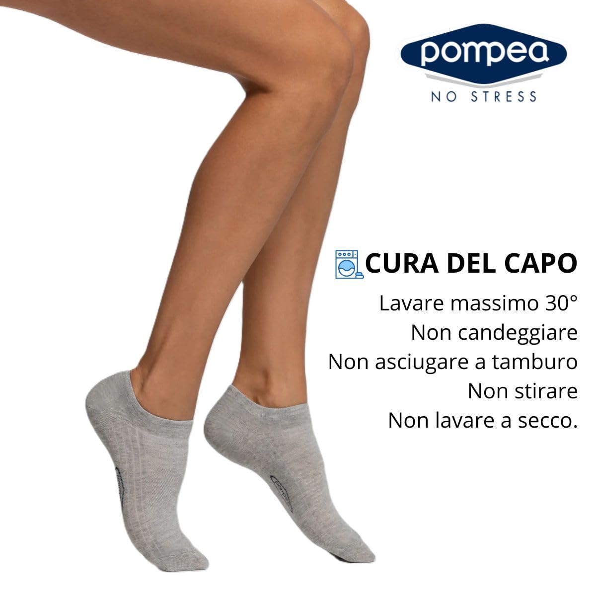 POMPEA Pack 6 Paia Fantasmini Uomo Blu Nero Bianco Cotone