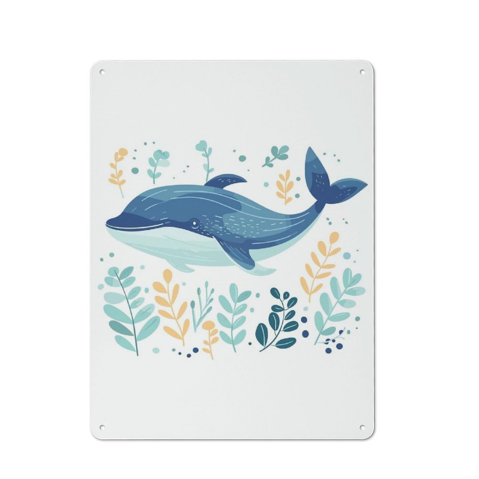 Junmoney Cute Whale Boho Style Metal Sign 40X30cm With For Pub Or Café, Vintage Decor, For Metal Sign Collectors, For Garage And Workshop Walls
