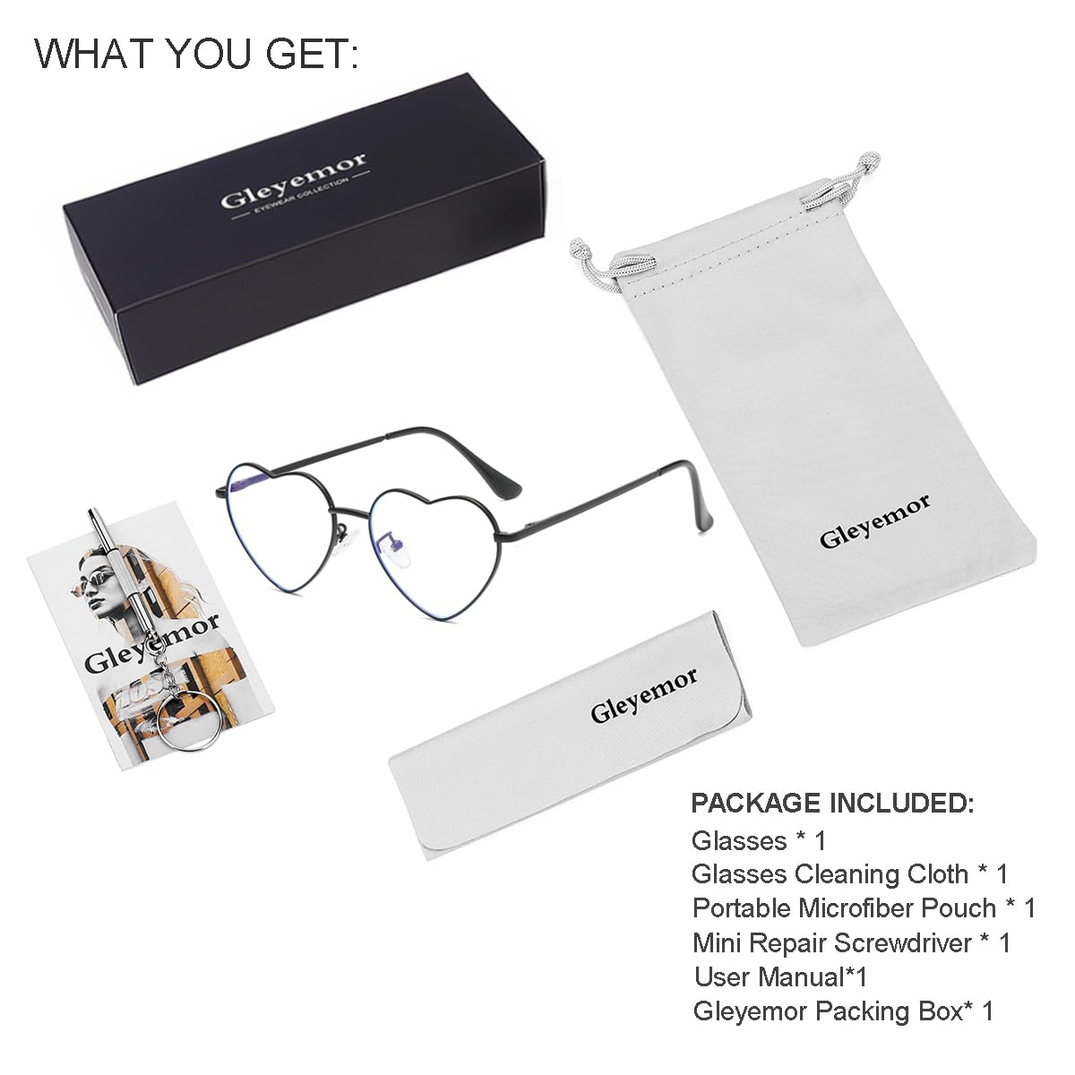 Gleyemor Herzförmige Blaulichtbrille für Damen, niedliche Computerbrille