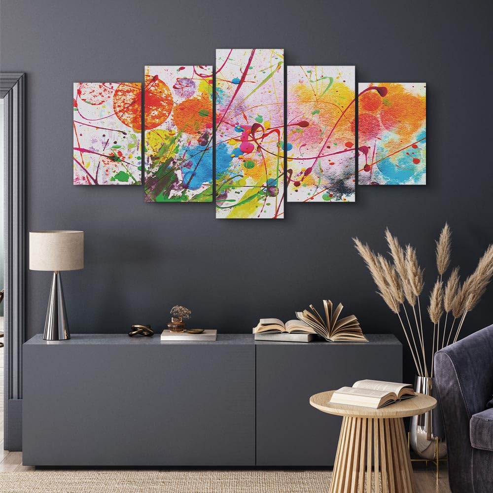 Cuadros B&D XXL - Cuadro en Lienzo Colorido 200x100 cm 5 piezas - Impresión en material tejido no tejido cuadros decoracion salon modernos lienzos - Abstracto blanco arte como pintado f-C-0100-b-n