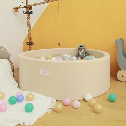Miniatura 6 de Piscina de bolas de espuma para niños pequeños, 35 pulgadas, suave, redonda y fácil de instalar o limpiar, la piscina de pelotas para bebés es el