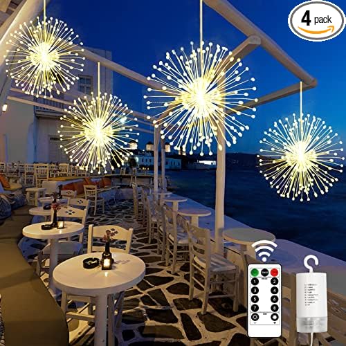 4Pack Firework String 8 Modes Dimmable Outdoor Hanging Fairy Lights
