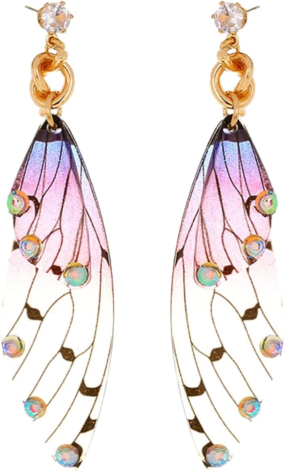 Amazon Co Jp Linfrsh イヤリング 可愛い 韓国 バタフライグラディエントイヤリング フレッシュシカダカラーシカダグラディエントウィングイヤリングウィングイヤリング 韓国 ファッション 秋 プロテイン スマホショルダー ワイヤレスイヤホン プール ファッション