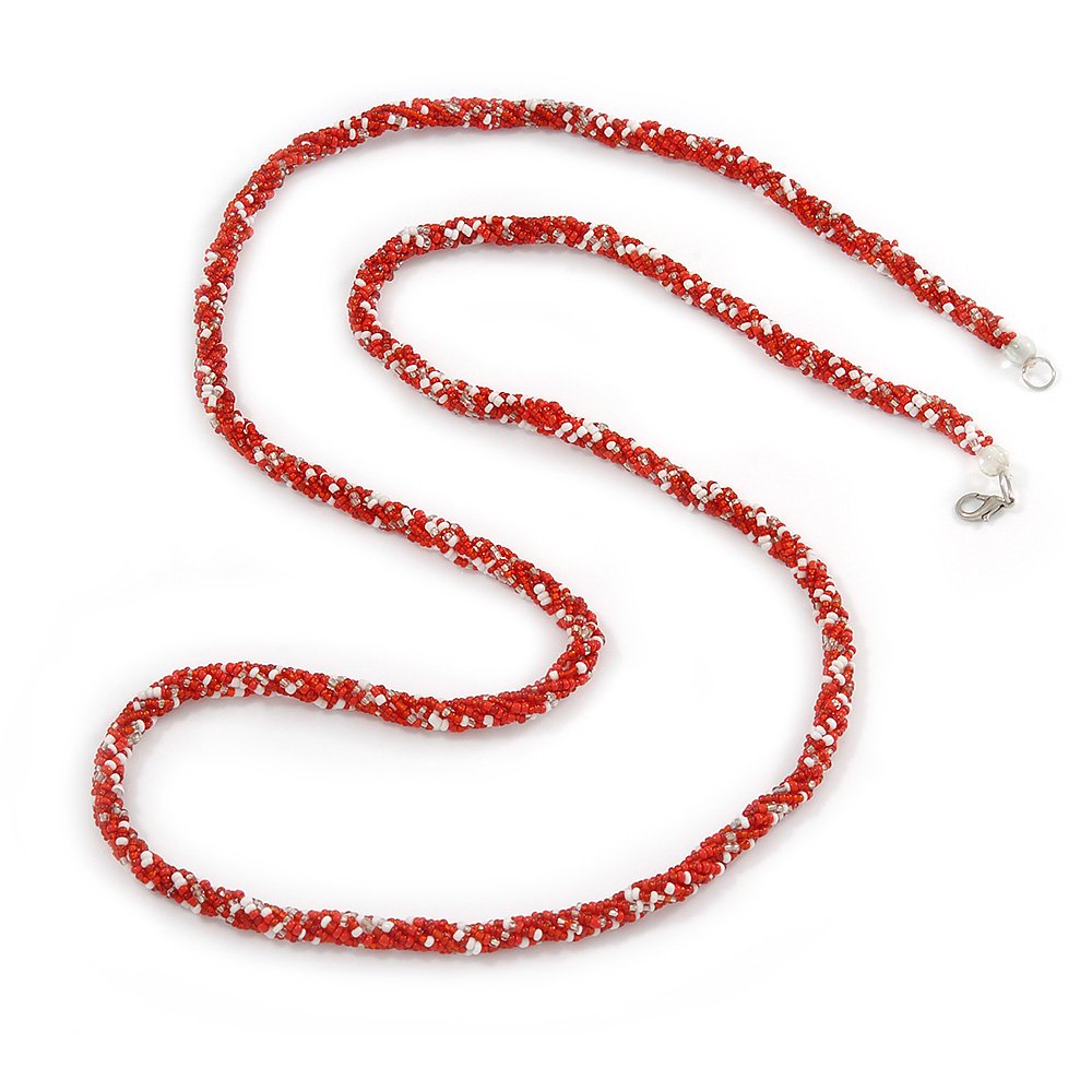 Avalaya Collana Con Perline Di Vetro Intrecciate: Nero/Tortora/Trasparente, Lunghezza 52 Cm, Unica, Chiusura A Bottone - 2