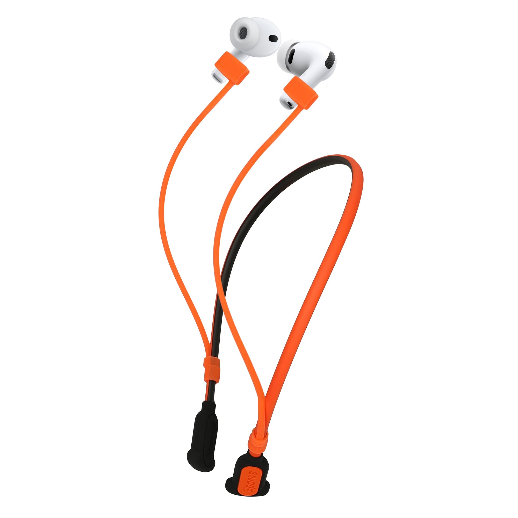 kwmobile silikonowa opaska do Apple Airpods 3/4 / Pro 1 / Pro 2 / Airpods Pro 3 uchwyt do joggingu - pasek na słuchawki douszne - akcesoria do słuchawek - czarno-pomarańczowy