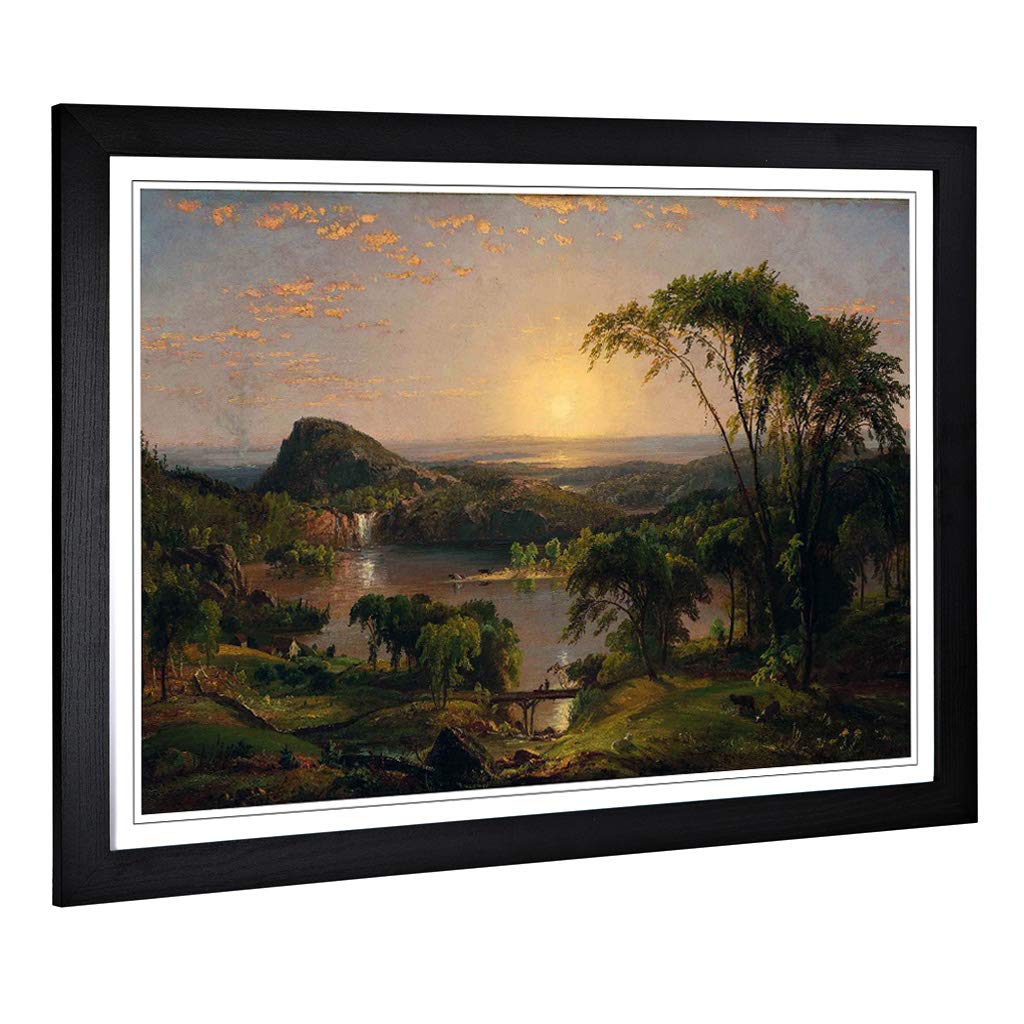 Big Box Art Framed Print of Jasper Francis Cropsey Summer, Lake Ontario Design | Wall Art Picture | Home Decor for Kitchen, Living Room, Bedroom, Hallway, Black, A2 / 24.5x18 Inch / 62x45cm