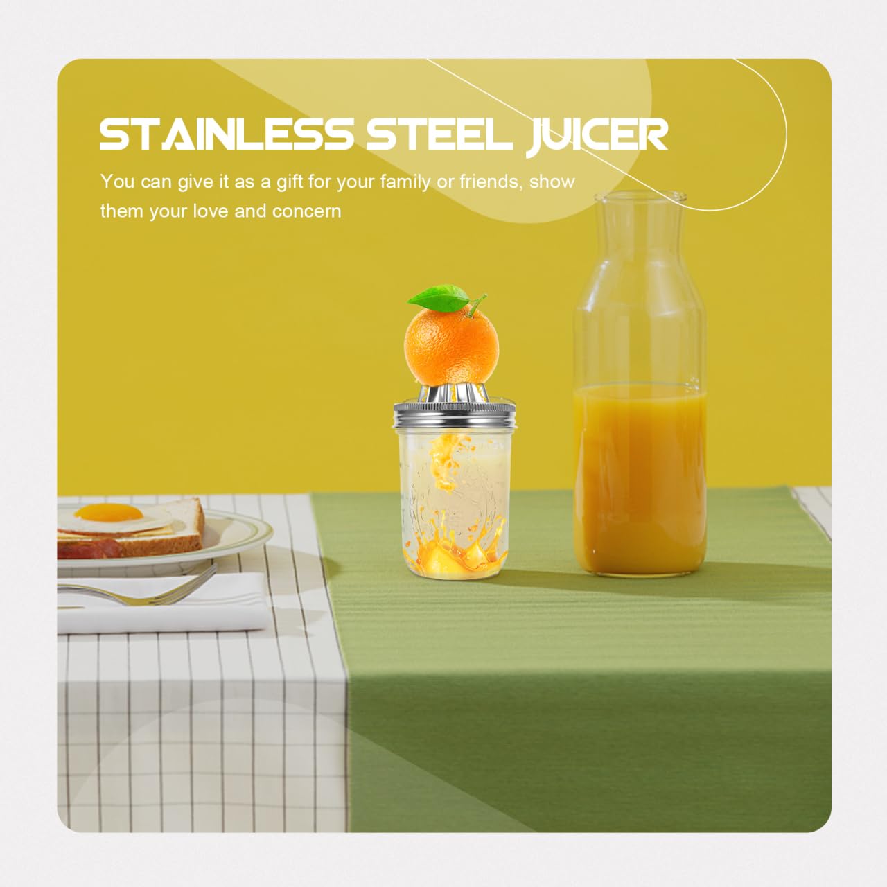UPKOCH Jar Citrus Juicer Squeezer: 480 ml, acero inoxidable, manual de limonada y zumo de naranja