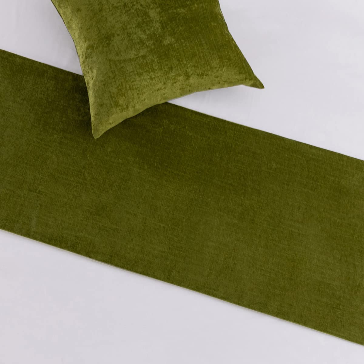AMBERIS Corridore del letto di ciniglia Verde, sciarpa decorativa durevole del letto per la casa e l'hotel (Fodere per cuscini vendute separatamente)