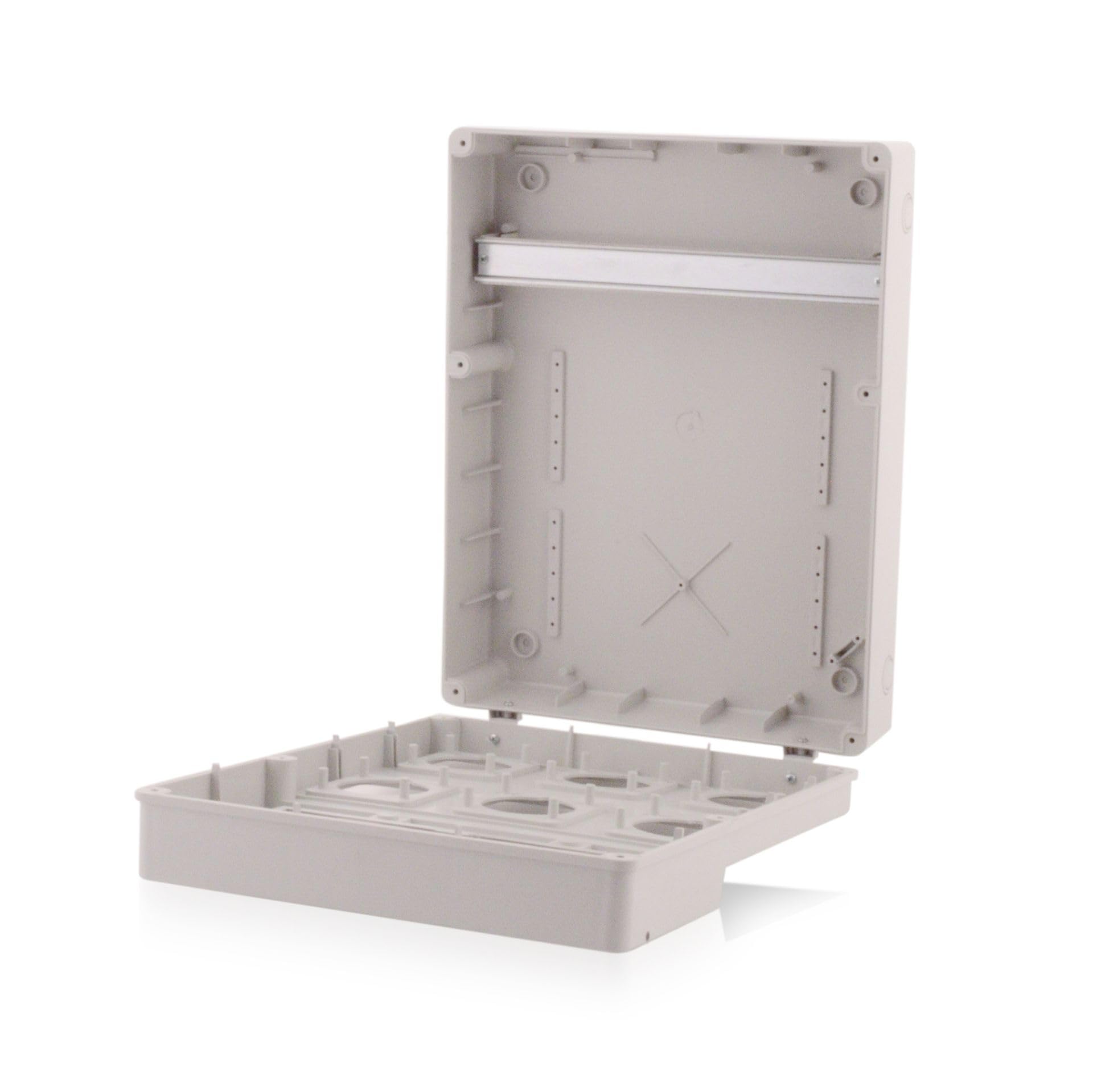Intratec Baustromverteiler Aufputz Installationsgehäuse IP65, 440x340mm, 6 CEE Steckverbindungen, Wasserdichtes Gehäuse, UV-beständig, Außeneinsatz