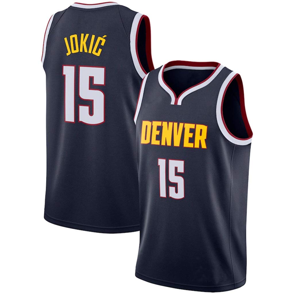 Men's Basketball Jersey Denver Nuggets #15 Nikola Jokic Sports Quick-Drying Training Workout Clothes Training Suit Basketball Uniform Sports Vest,M