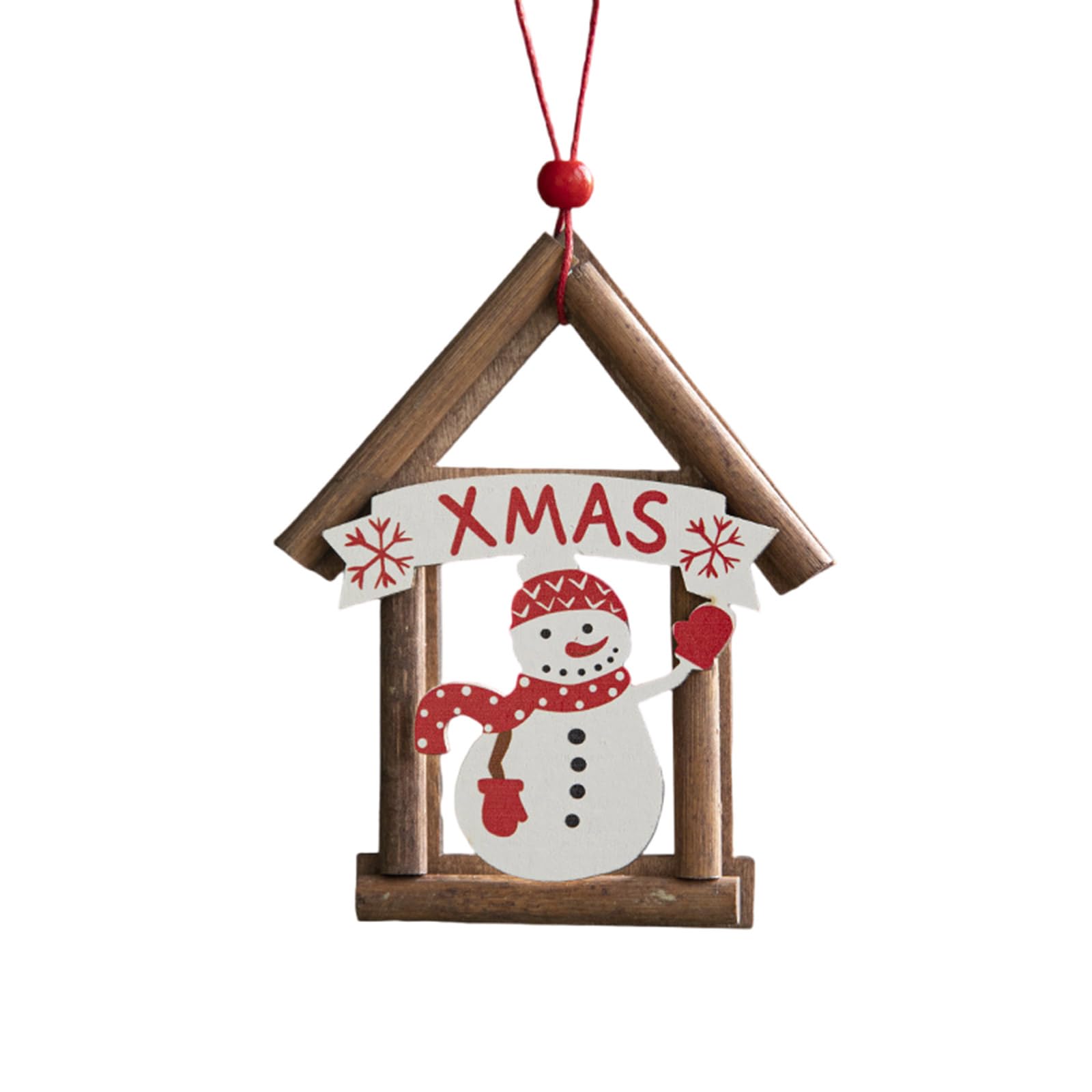 Carotoe Christmas Snowman St Stylish Wood Christmas Tree Adornment Sturdy And Portable Wood Cabin Pendant Christmas Tree Hanging Decoration Decoration