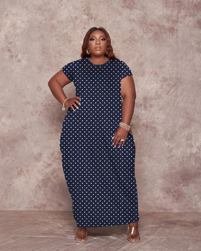 Image of YeGine Oversize Tshirt Dress Plus Size Short Sleeve Maxi Dress with Pockets