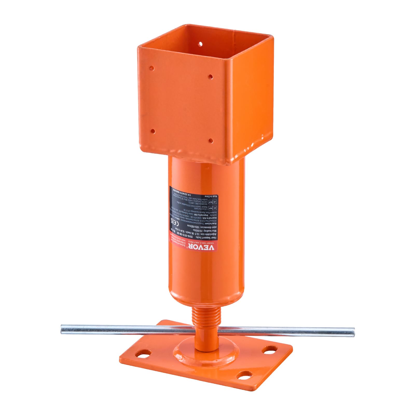 VEVOR Cric à Vis pour Poteau 101,6x101,6 mm, Support de Levage à Poutre Réglable, Plage Hauteur 33,53-47,5 cm, Capacité de Charge 11203,73 kg, Vérin Poteau pour Nivellement Temporaire Plancher Maison