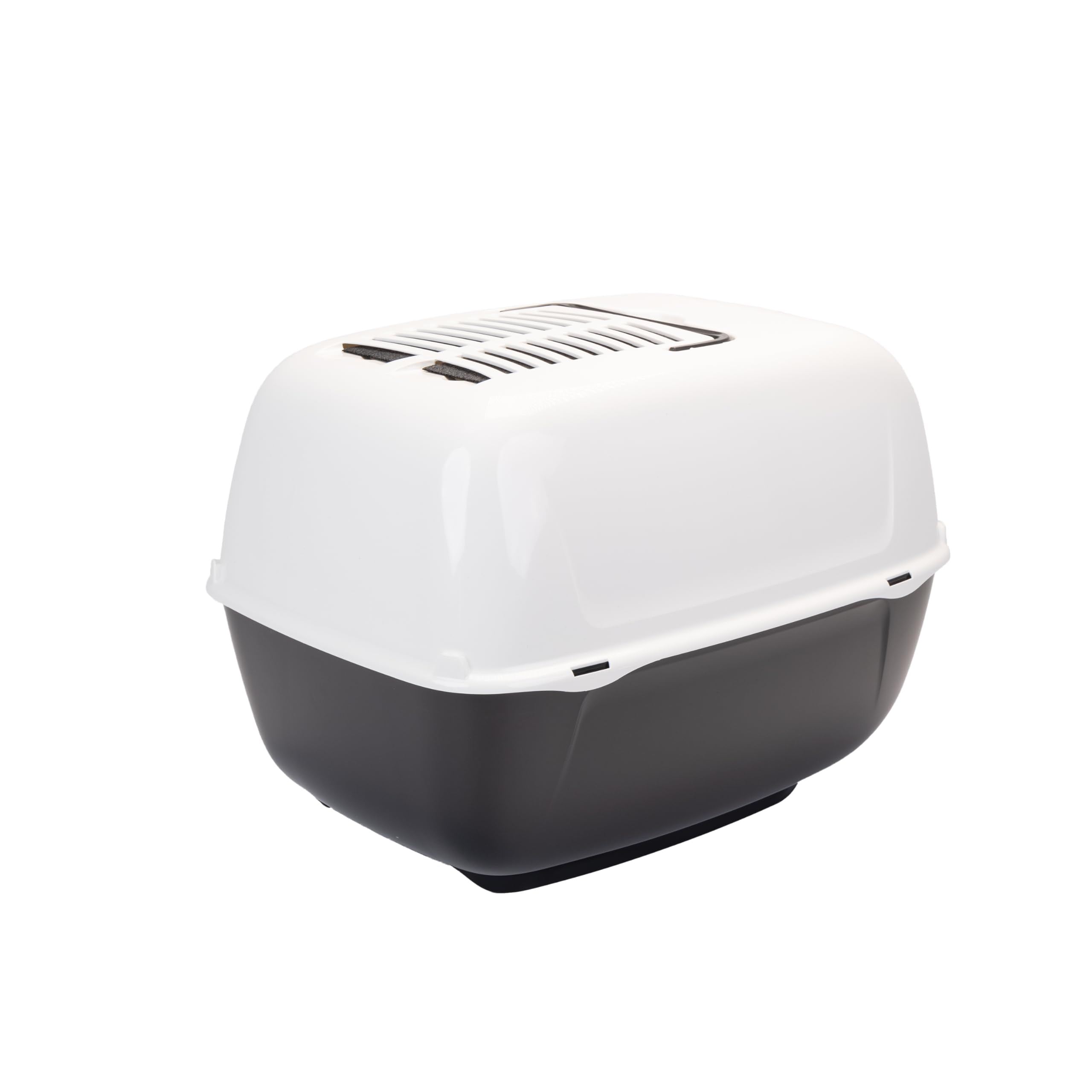 Ferplast Hooded Cat Litter Tray Box, PRIMA Cat Toilet Box with Door and 2 Activated Carbon Filters against bad odors, 39,5 x 52,5 x 38 cm., light black
