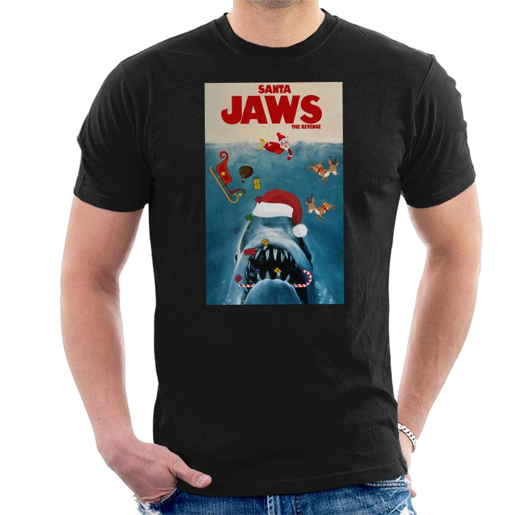 Santa Jaws The Revenge Christmas Men's T-Shirt Black