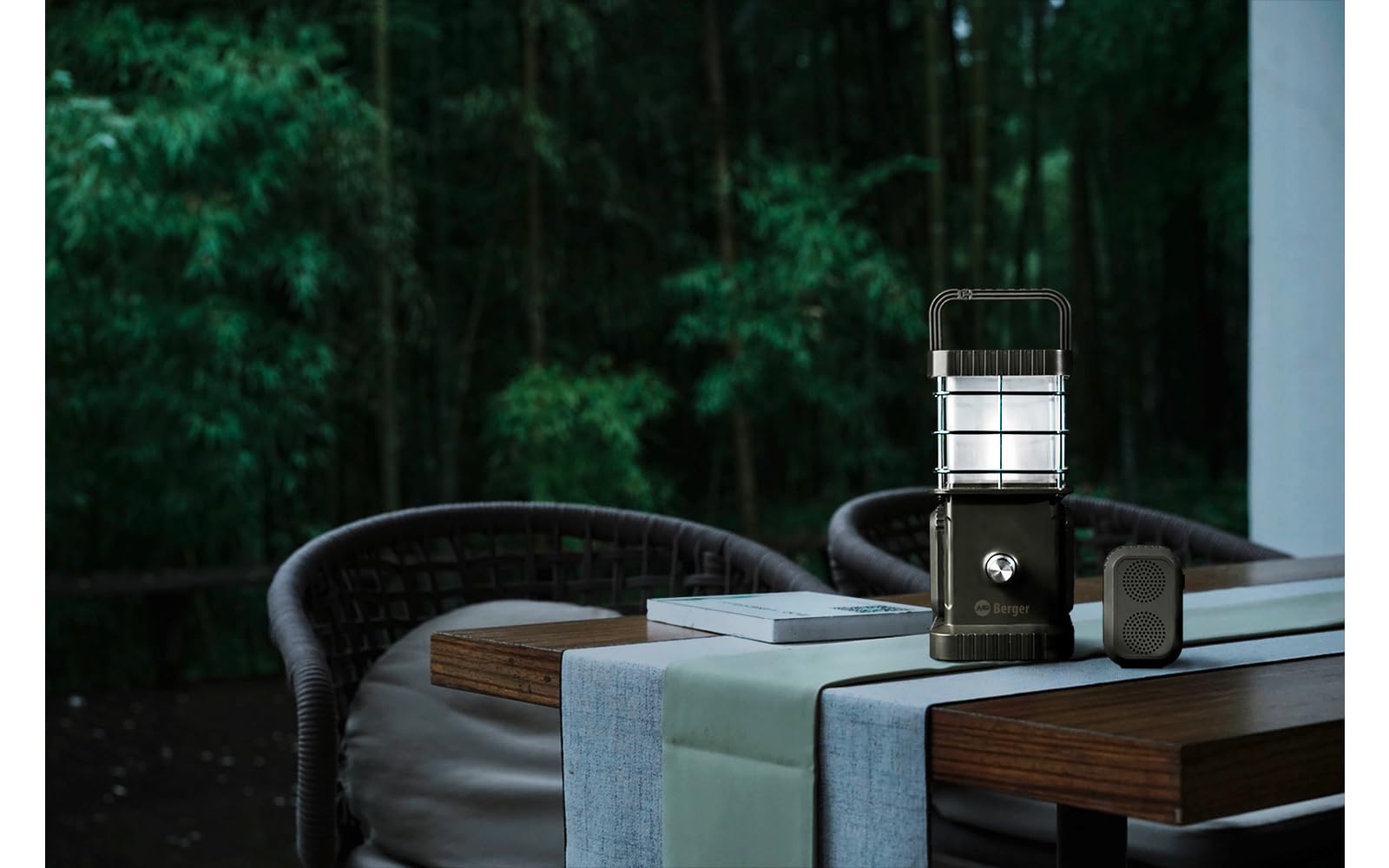 BERGER Samar Campinglaterne | Campinglampe mit Powerbank & Bluetooth Lautsprecher | aufladbare Lampe Campingleuchte ohne Strom mit Akku & USB Kabel | Camping Laterne für Outdoor Zelt Stromausfall