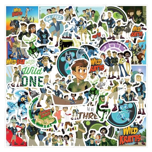 55pcs Wild Kratts Stickers Cool Colorful Waterproof Decals for Adults Laptops Cute Cartoon Aesthetic Stickers for Teens Skateboard Water Bottle Motorcycle Phone Bumper Computer Graffiti Decals