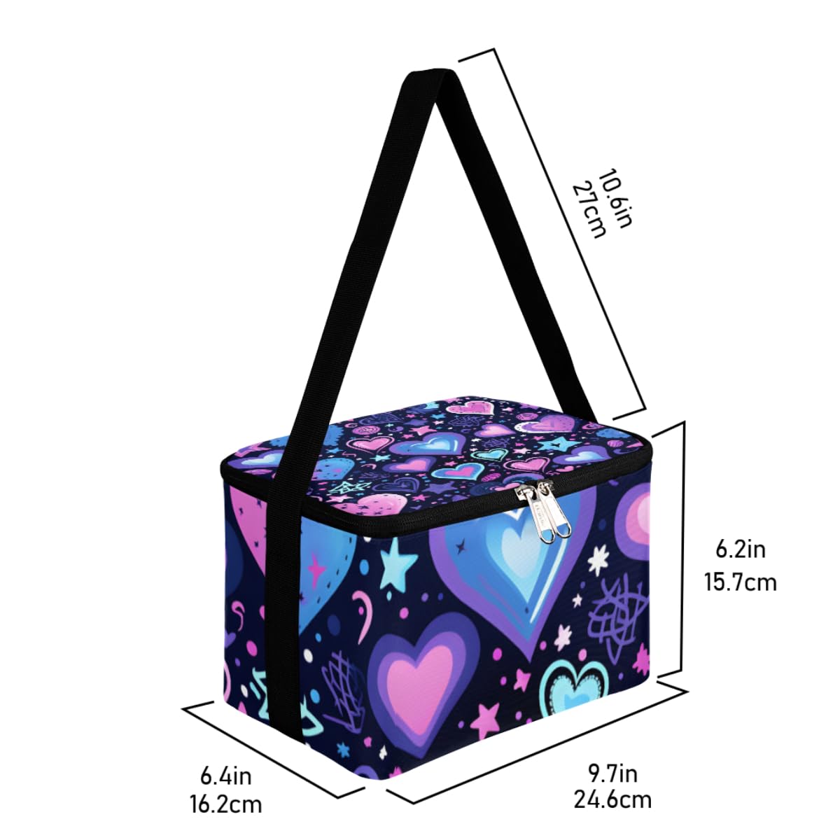 GzLeyigou Lunch Bags for Women Men 9 Cans,Love Valentine's Day Hot & Cold Food Delivery Bag Insulated Grocery Bag Insulated Lunch Box Cooler Bag for Office Work Picnic Beach