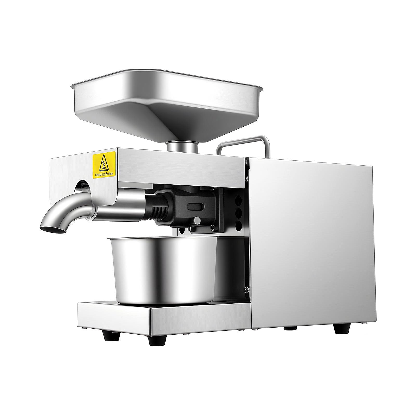 Pressa olio in acciaio inox, 600 W di potenza efficiente, pressa a freddo e pressa a caldo, 304 antiruggine di alta qualità, rapida estrazione dell'olio fino al 45%, per cucina domestica, sana, olio