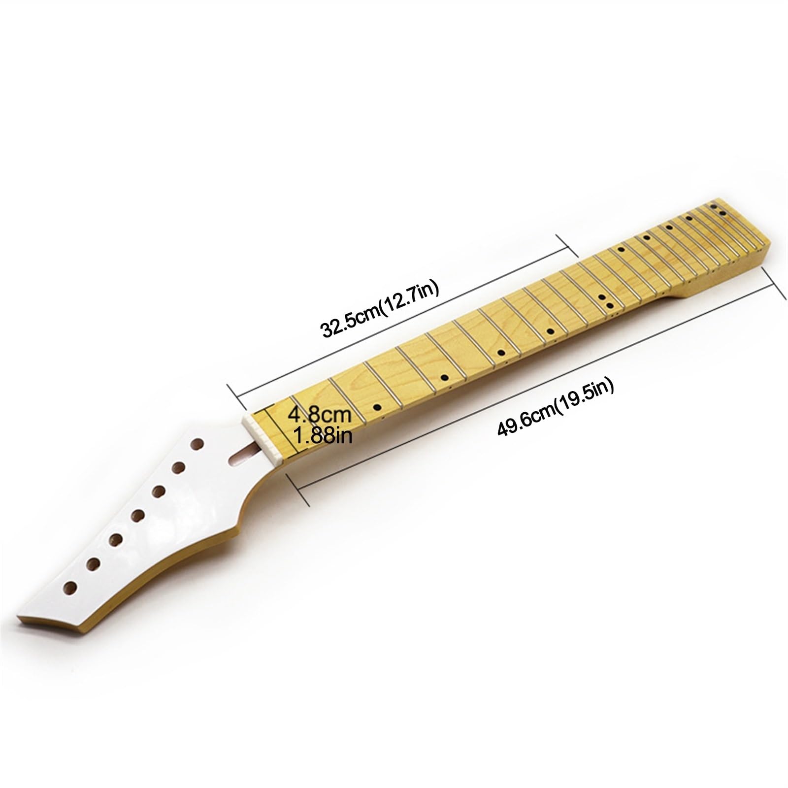 Mancino Acero Canadese Manico per Chitarra, 7 Corde 24 Tasti 2.5 Pollici Ampio Manico per Chitarra Elettrica Parti Sostituzione Adatto per Chitarra Appassionati