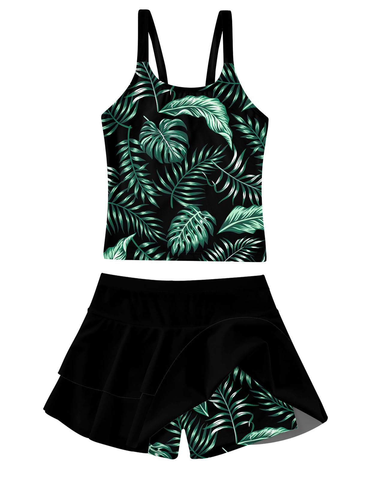 ALISISTER Girls Tankini Swimsuit Two Piece Bathing Suits Summer Beach Swimwear with Shorts for 7-12 Years