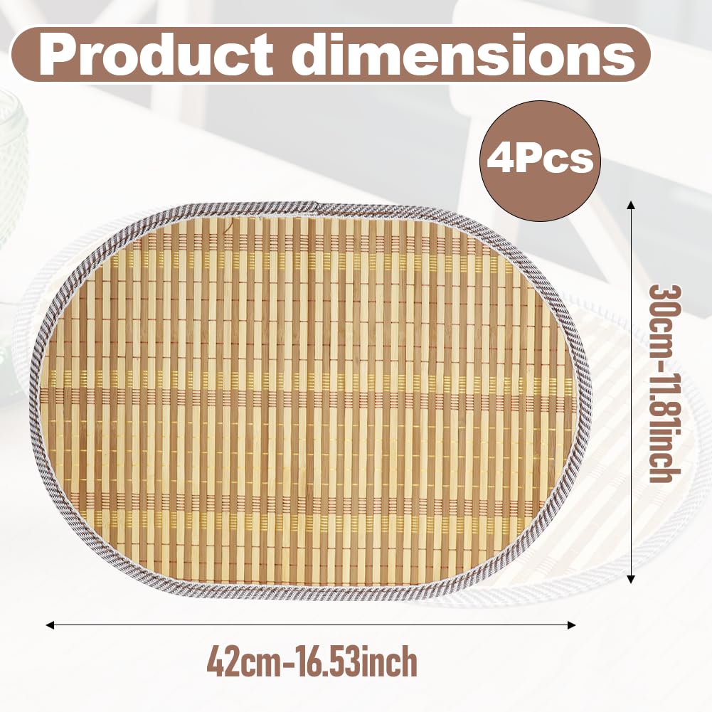 4 stuks bamboe placemats, 45 × 30 cm, hittebestendige placemat, wasbaar