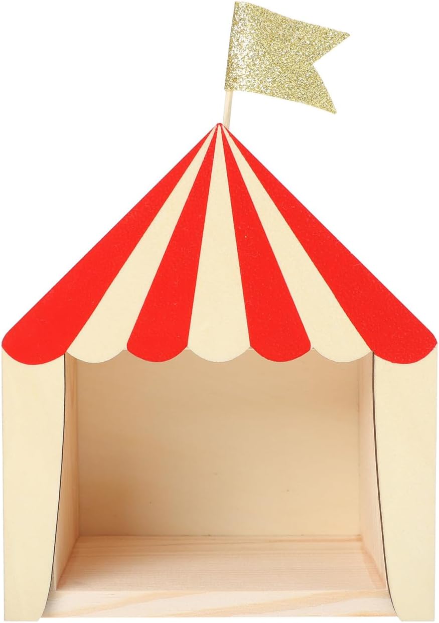 HEALLILY Circus House Wooden Storage Box Boys and Girls Room Decor Wall Shelf Organizer for Toys and Accessories Fun Circus-Themed Model for Playroom and Party Decoration