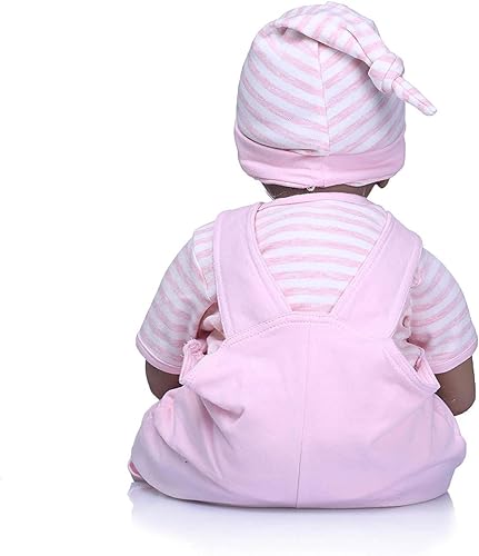Miniatura 4 de Ropa de muñecas Reborn de 22 pulgadas para niña, conjuntos de overoles rosas para muñecas Reborn de 20-23 pulgadas, ropa de muñeca recién nacida,