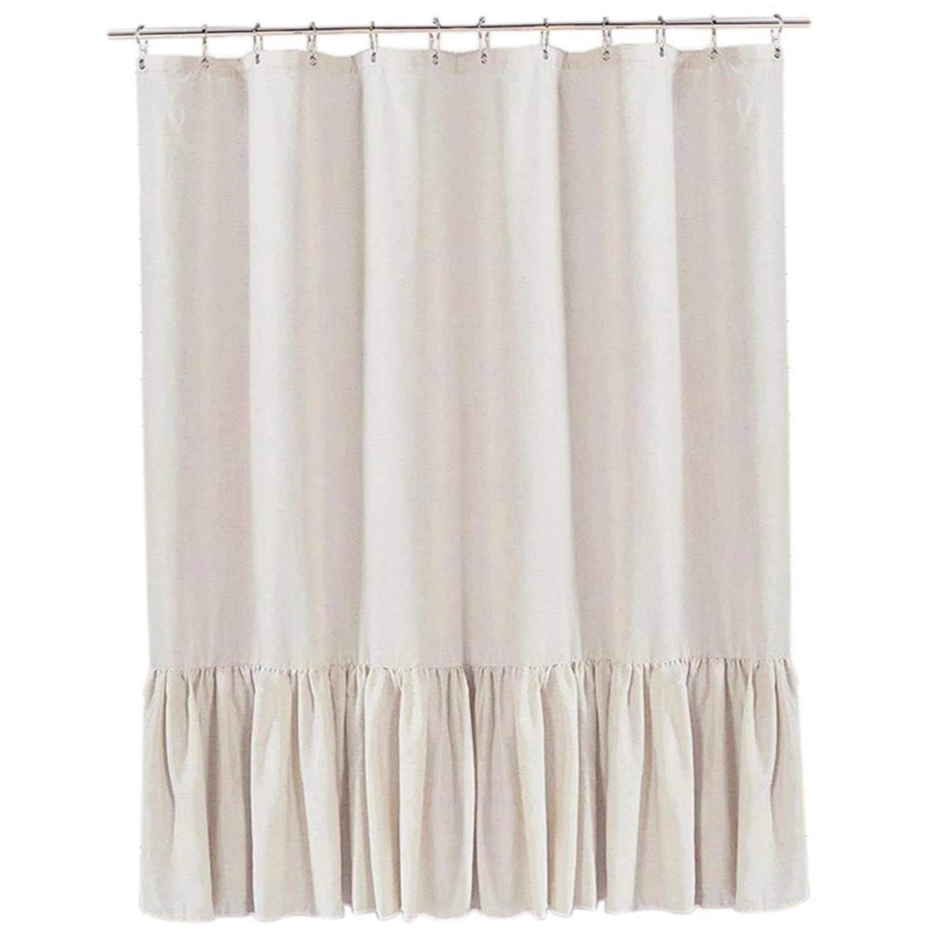 Hbbgdiy Beige Ruffle Shower Curtain 72X72 Inch Linen Shower Curtain With Ruffles Vintage Decorative Fabric With Buttonholes For Bathroom Home Decor
