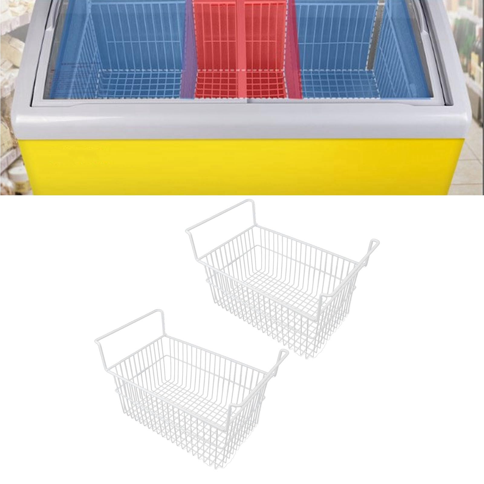 Amazon.co.jp: 2個 冷凍庫ワイヤー収納バスケット 冷蔵庫フリーザー