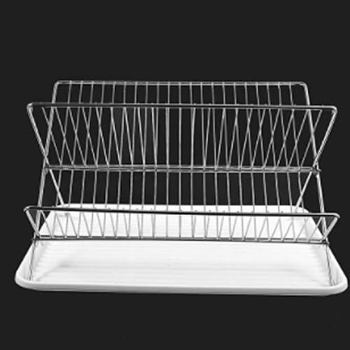 Miniatura 3 de Escurreplatos pequeños de acero cromado de lujo con forma de X plegable de 2 niveles con escurridor