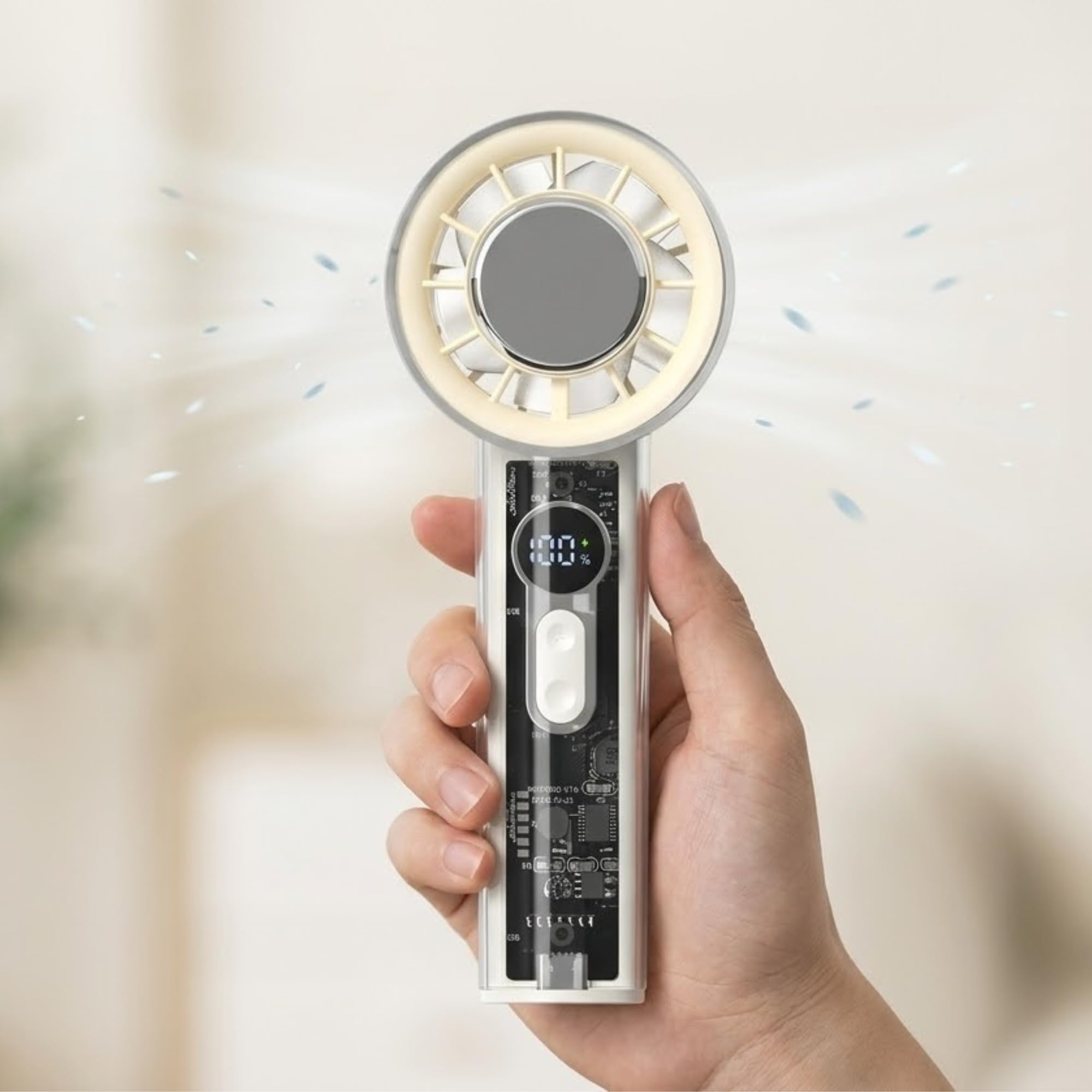 Drumstone (3Years Warranty USB Rechargeable Handheld Turbo Fan LED Battery Display Transparent Body Portable Bladeless Personal Cooling Fan High-Speed Airflow MiniFan for Travel Office Home & Camping-image-27