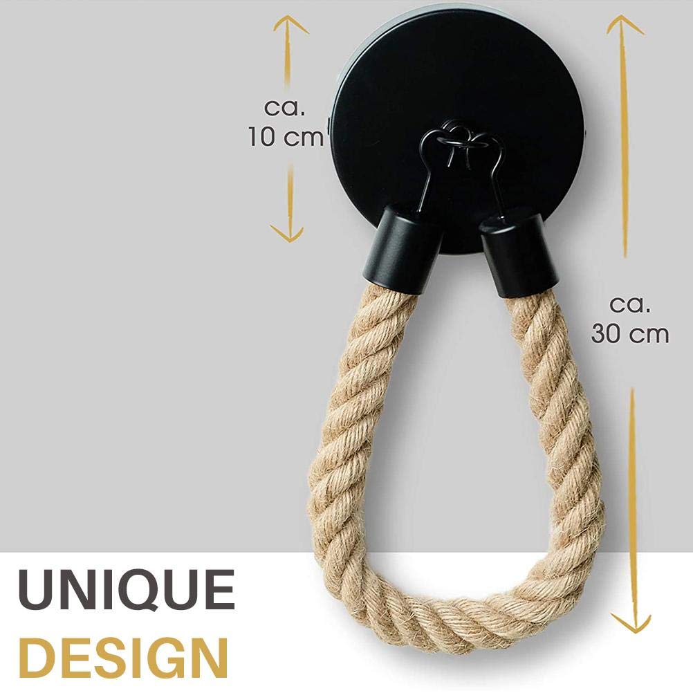 Hemoton Toilettenpapierhalter Aus Seil – 2 Stück, Wandmontage, Mit Metallhaken, Für Bad & WC