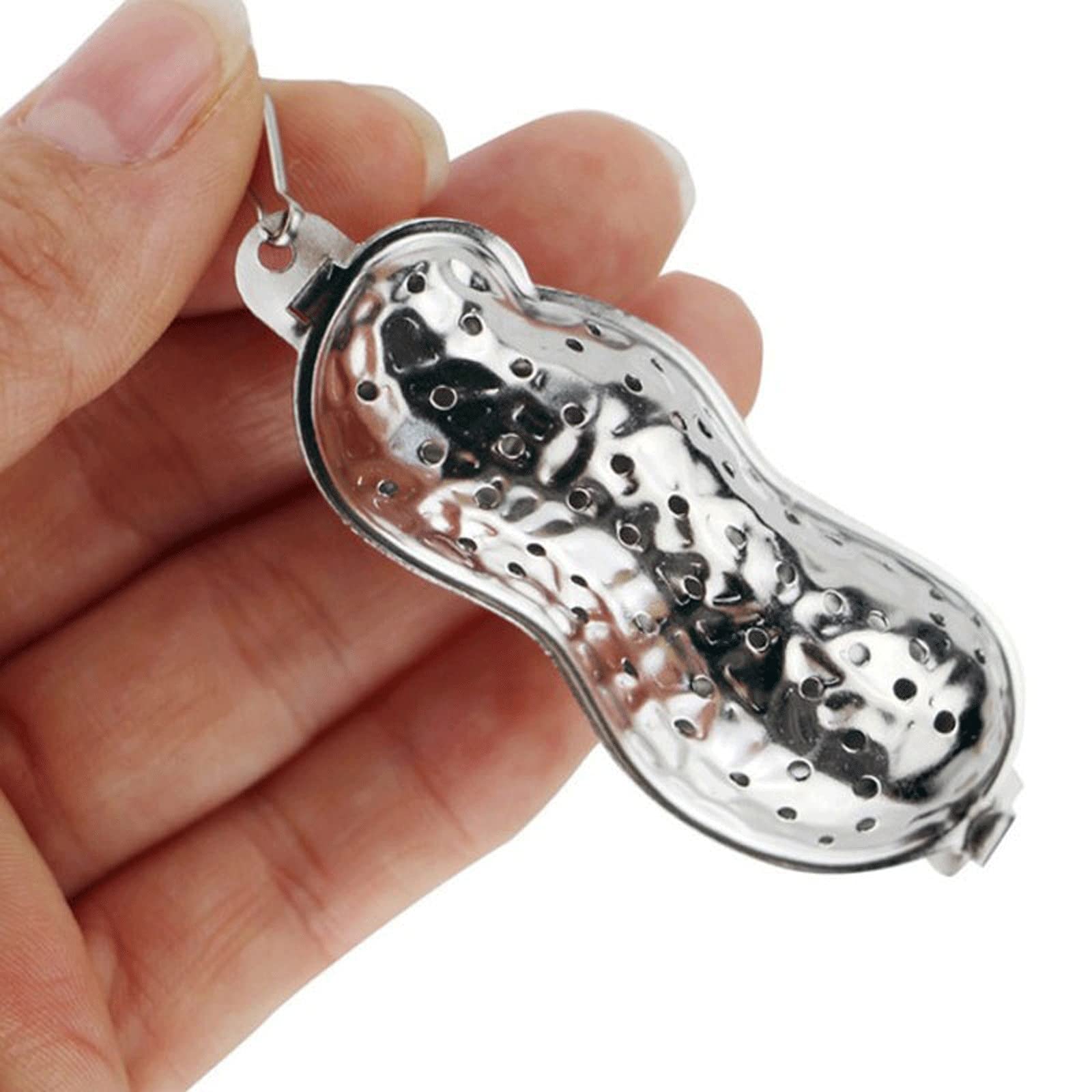 Colador de té de acero inoxidable 304, colador de té de hojas sueltas, filtro infusor de especias de hierbas en forma de cacahuete, herramientas de té de 5,5 x 2 cm