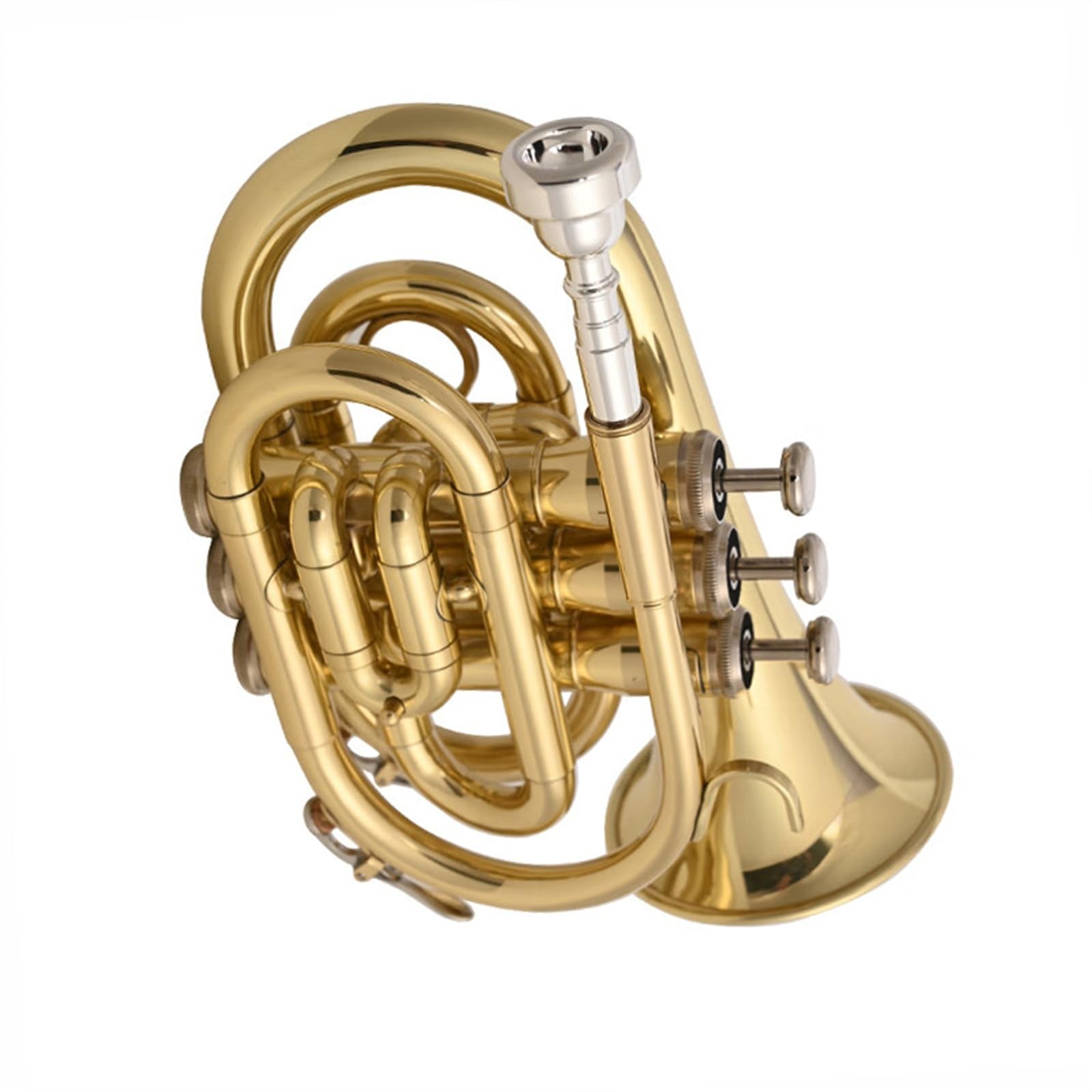 Standard Trąbka B Flat Pocket Trumpet Instrument Muzyczny Dorosły Początkujący Profesjonalny Mosiądz Stal Nierdzewna Trąbka Ton(Gold)