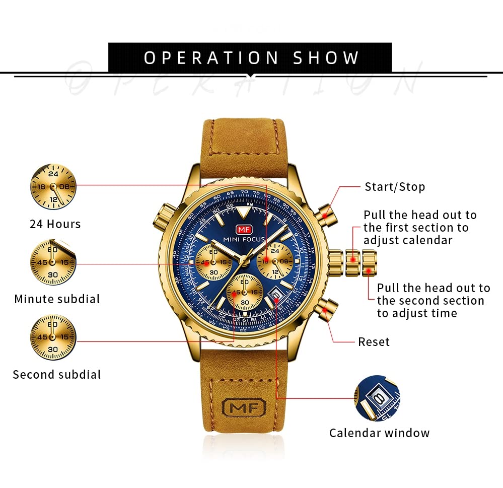 Image of AIMES Mens Watches Chronograph Waterproof Sport Military Watch for Men Analog Quartz Movement Stylish Wrist Watch Elegant Gift Watch for Men