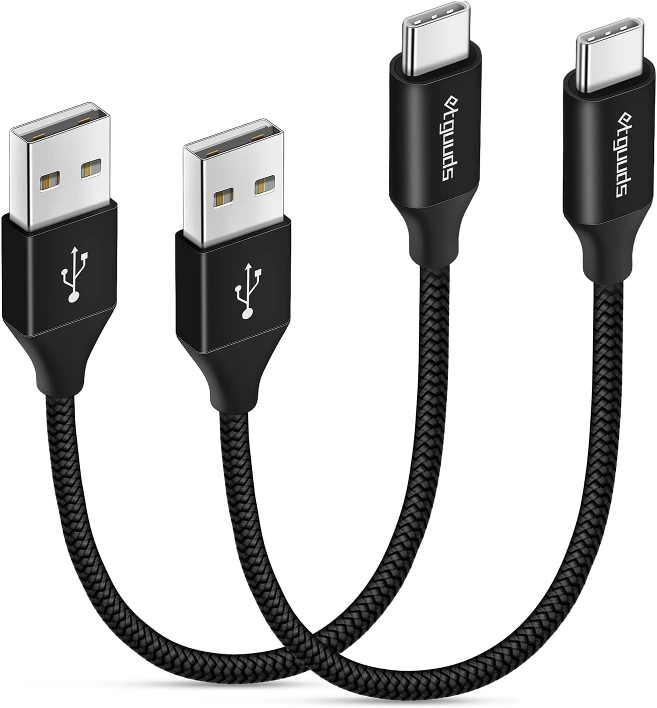etguuds USB to USB C Cable 0.5ft, 2-Pack Short USB A to Type C Charger Cord Fast Charging for Samsung Galaxy A17 A16 A15 A26 A36 A56, S25 S24 S23 S22 S21 S20 S10 Note 20, for iPhone 17 16 15, Moto