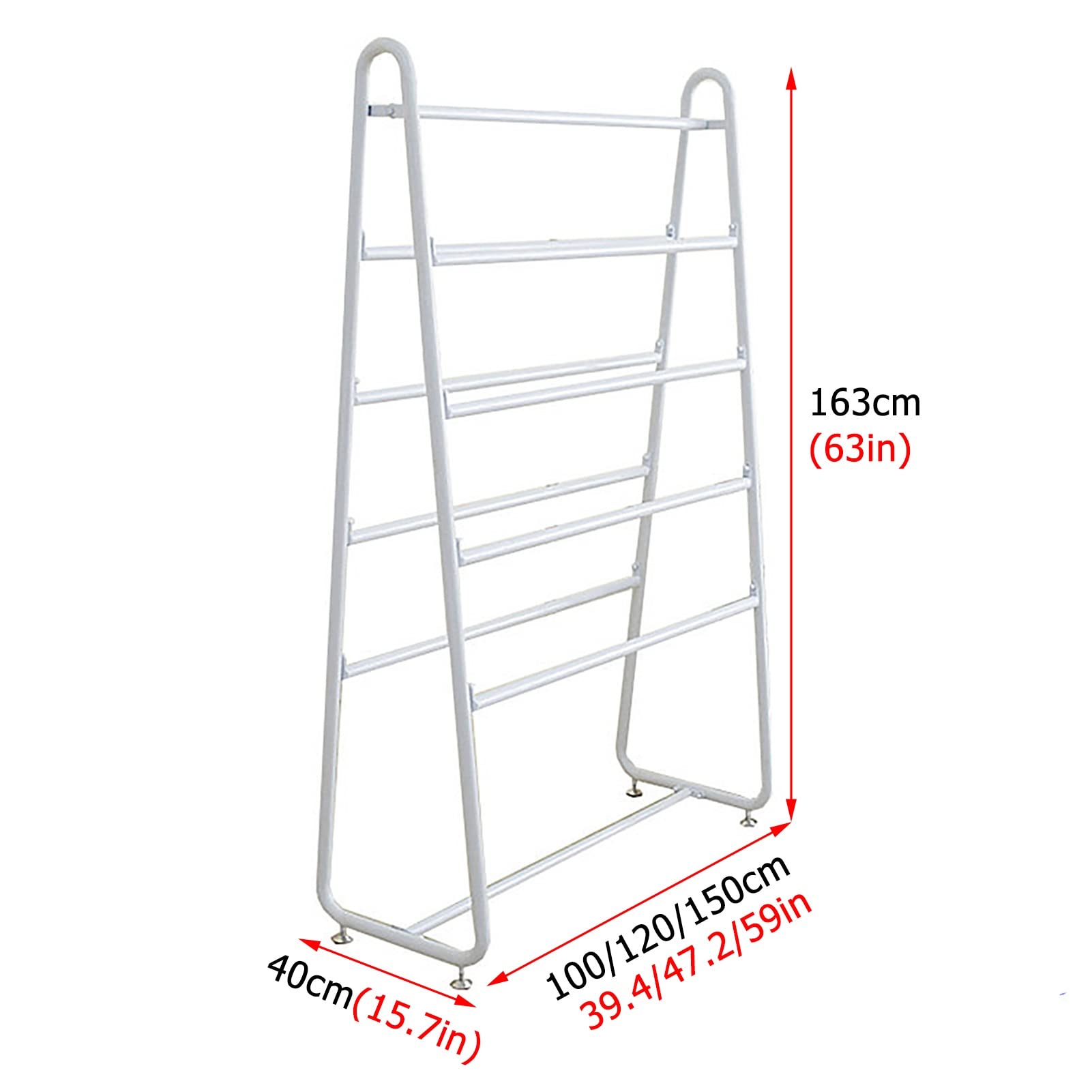 UWYTGF Modern Metal Scarf Holder Rack,Floor Standing Fabric/Shawl Storage Organziers with Non-Slip Foot Pads,for Clothing Store/Gift Store,White,Length,120Cm/47.2In