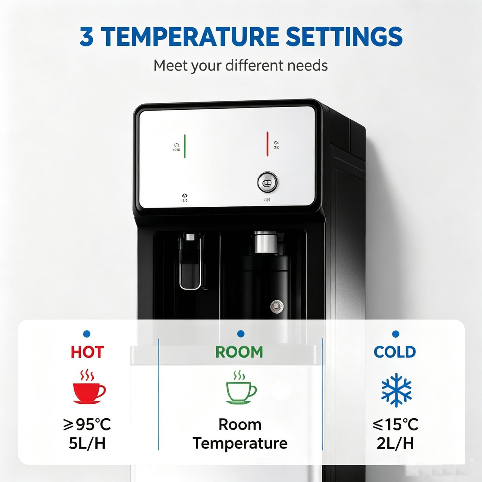 Distributore di acqua calda e fredda a pavimento con 3 temperature