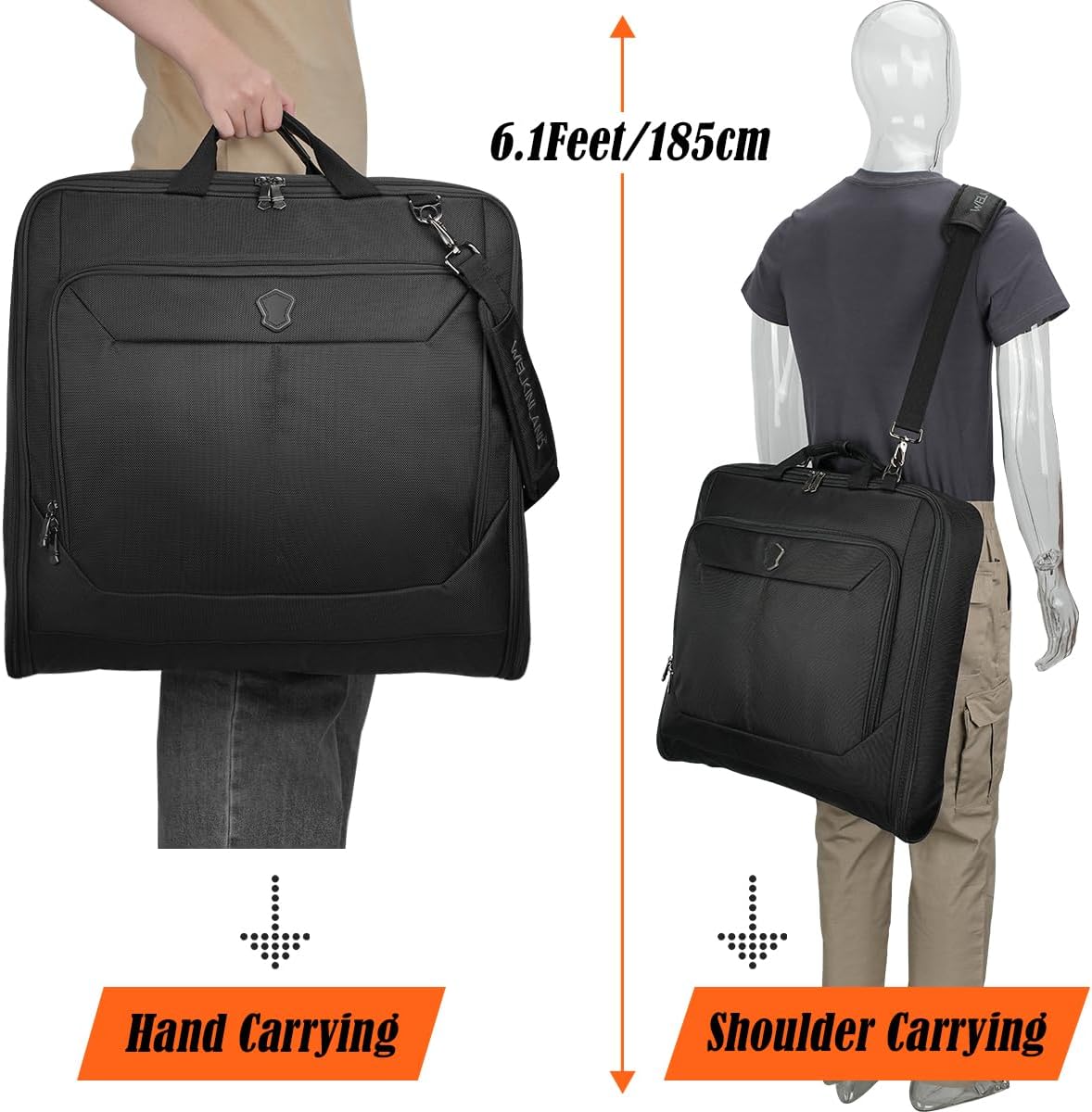 WELKINLAND 3-Suits Garment Bag for Travel with Toiletry Bag, 30L-Large Suit Carry On Garments Bag for Travels, 15-Pockets Suits Holder Travel Bags, Wrinkle-Free Suit and Dress Garment Bag for Travels - Image 7