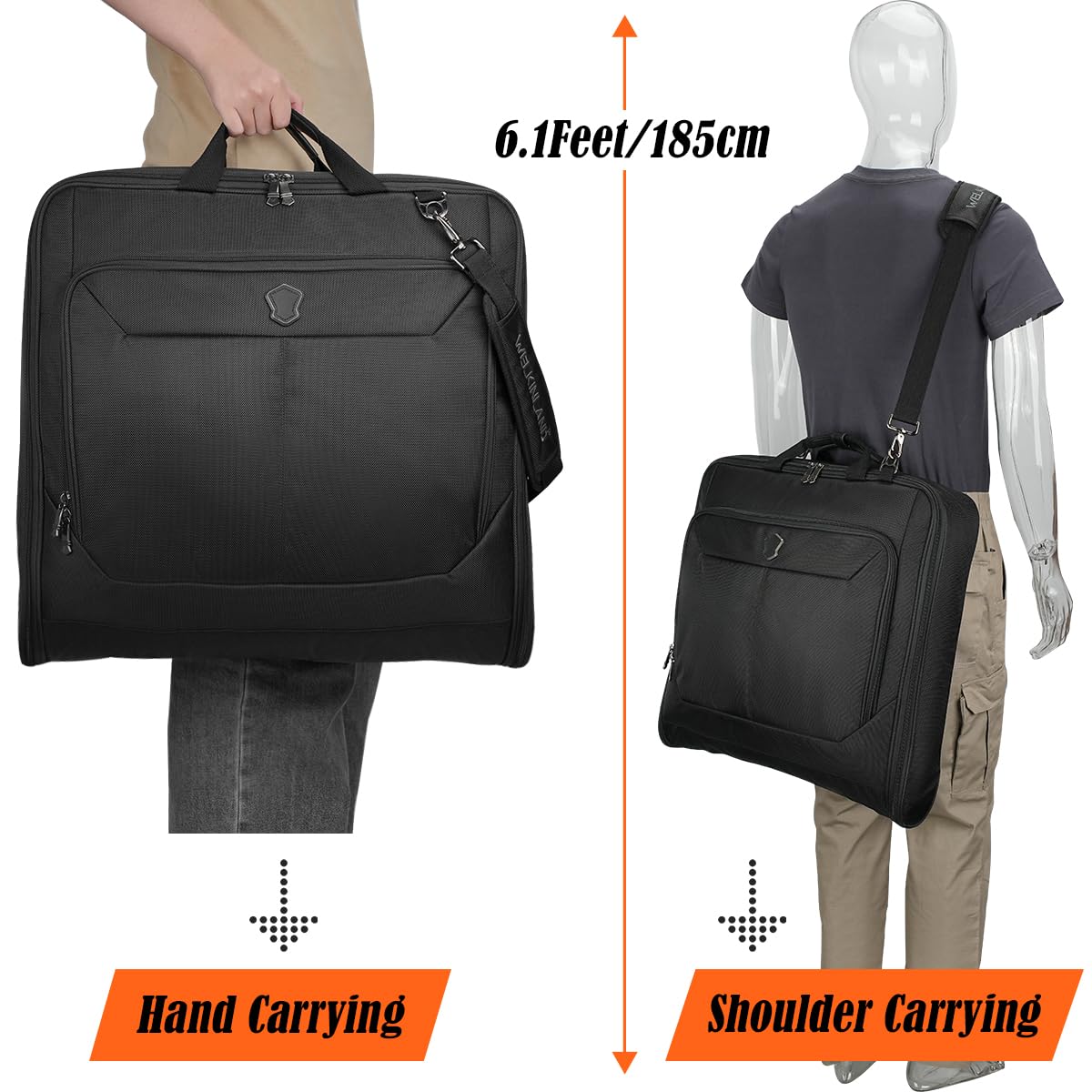 WELKINLAND Kleidersack für Reisen mit Kulturbeutel, 30 l Kleidersack | Großer Kleidersack für Reisen, stabile Anzug-Reisetasche für Herren, Kleidersäcke für Reisen, Handgepäcktasche