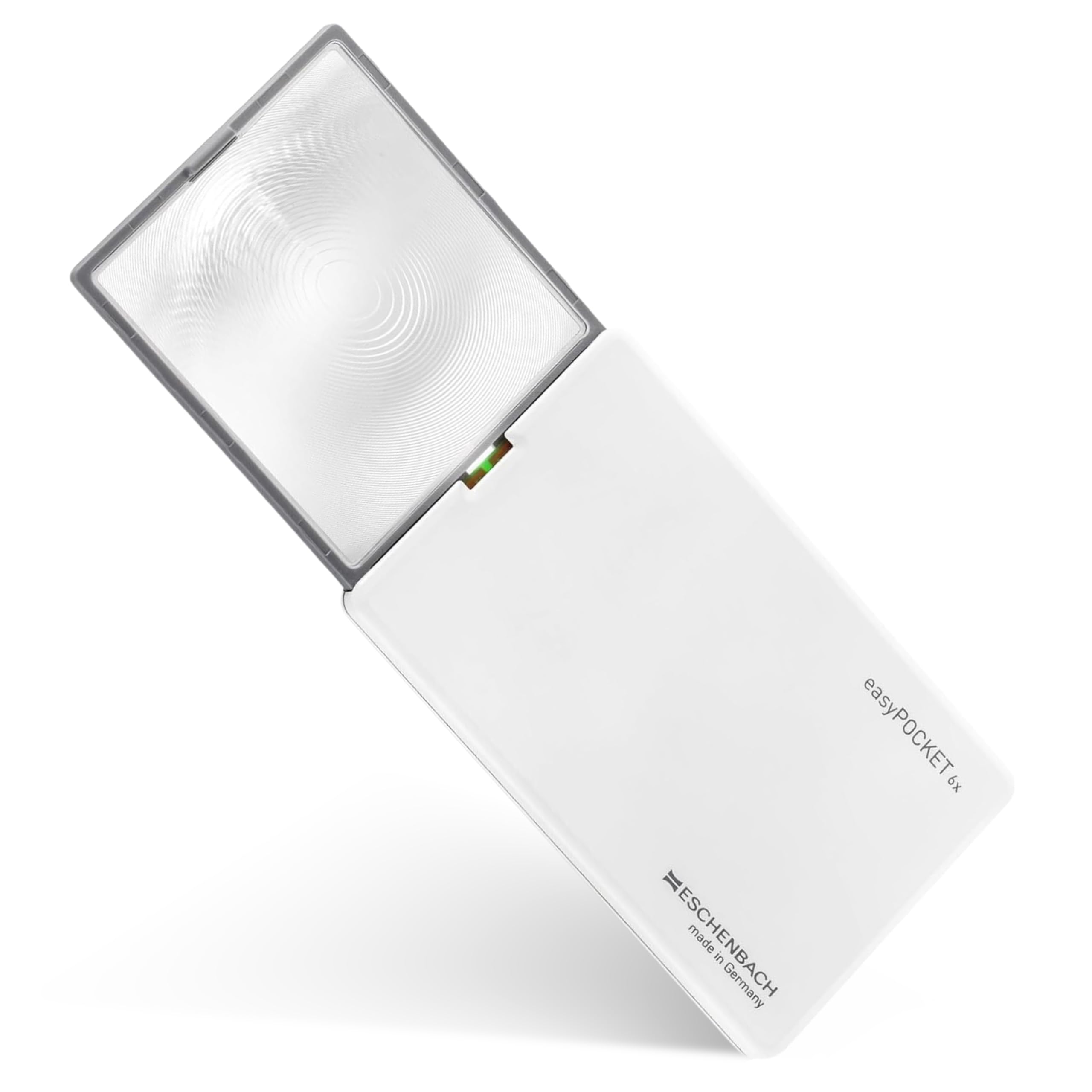 Eschenbach 152133 - Iluminada Lupa de Bolsillo, Iluminación y ampliación en un Formato de Tarjeta de crédito, Dioptría: 24, Color: Blanco, Aumento: 6X