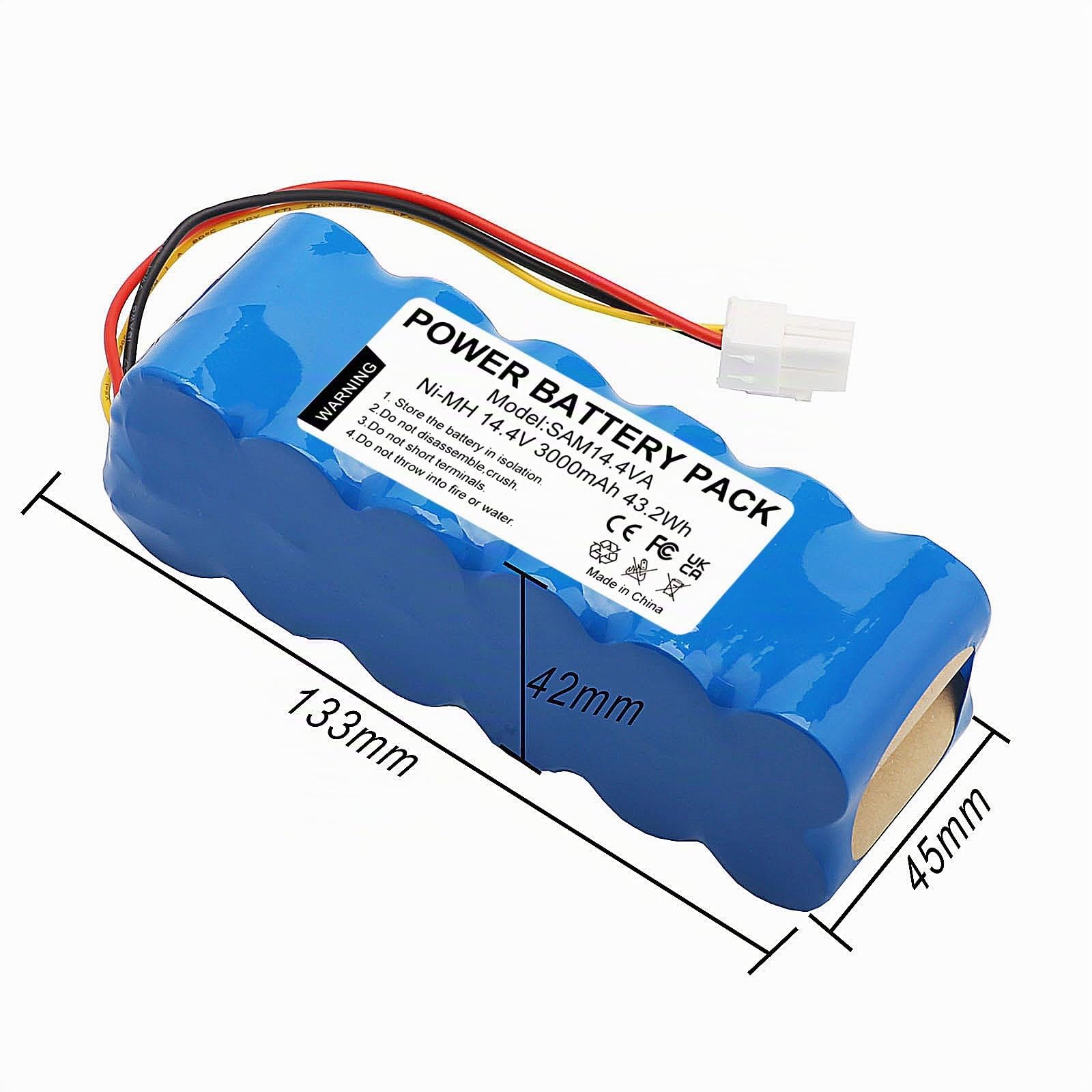 Batteria di Ricambio Ni-MH 14.4V 3000mAh per Samsung Navibot Serie SR - Compatibile con SR8850, SR8855, SR8877, SR8895, SR8849 Robot Aspirapolvere