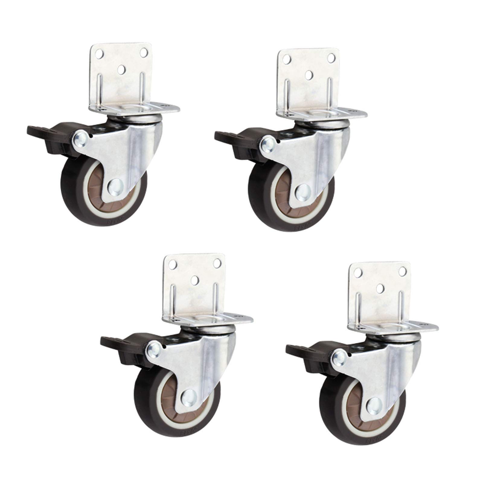 GYRAZXS L Shaped Swivel Wheels 4 Pack Rubber Replacement Casters with Brake 360° Rotating Wheels for Chairs Bedroom Furniture Cribs and Carts