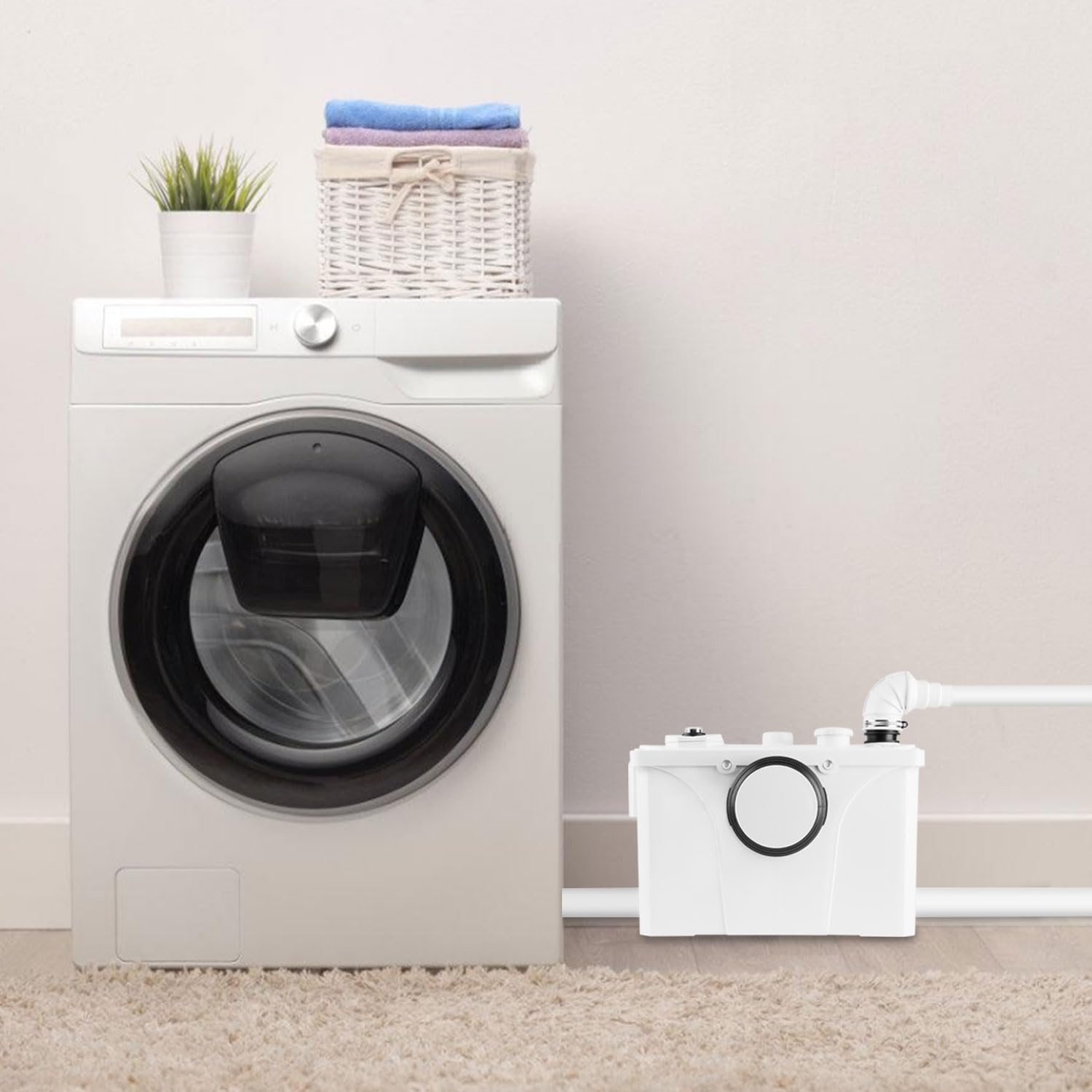 Herrselsam 700W Schmutzwasserpumpen 4/1 Hebeanlage Fäkalienpumpe 190L/min Kleinhebeanlage Haushaltspumpe Fäkalienhebeanlage für WC, Dusche, Waschbecken