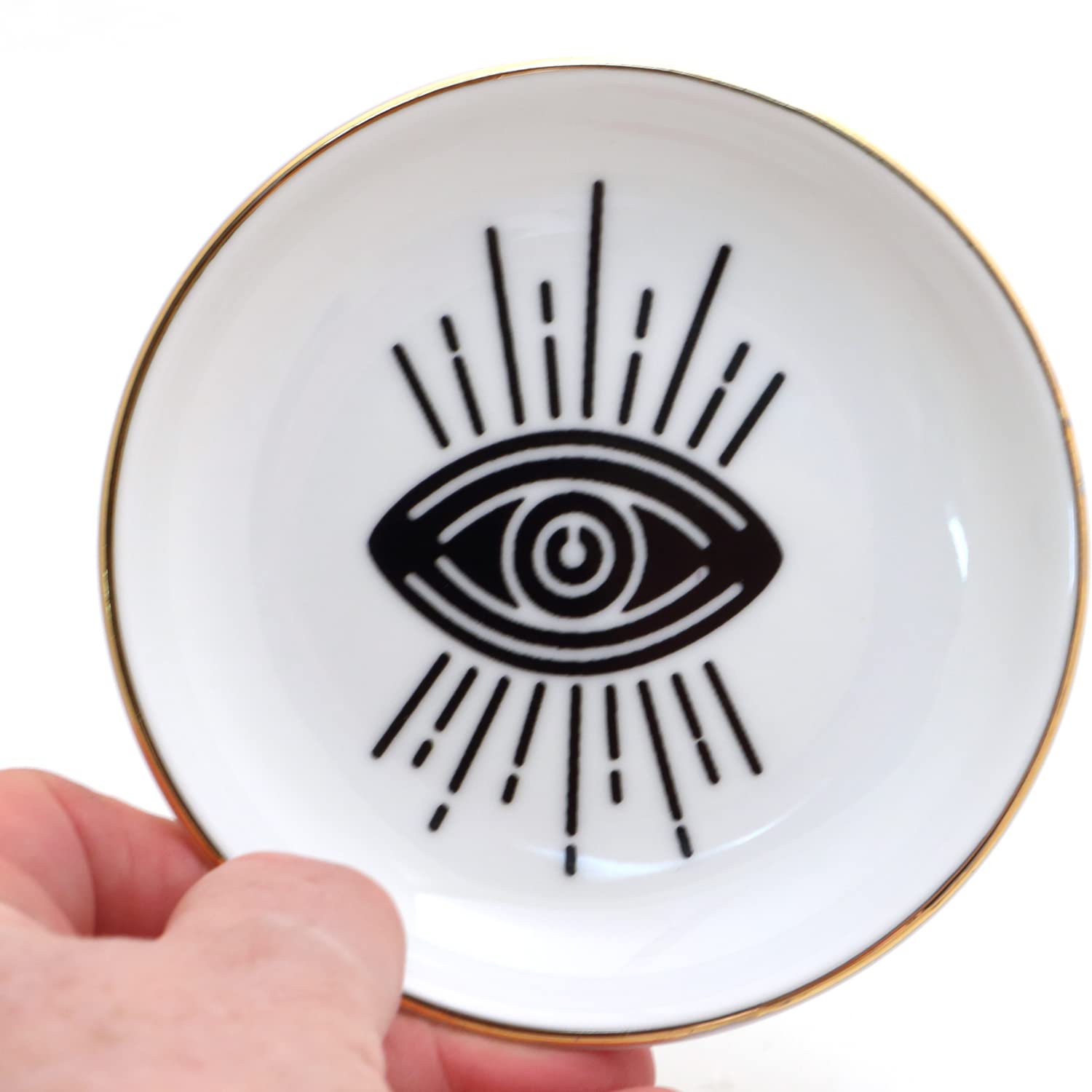 Third Eye ring dish, ring holder with 22 K gold, celestial gifts - Lennymud by Lorrie Veasey