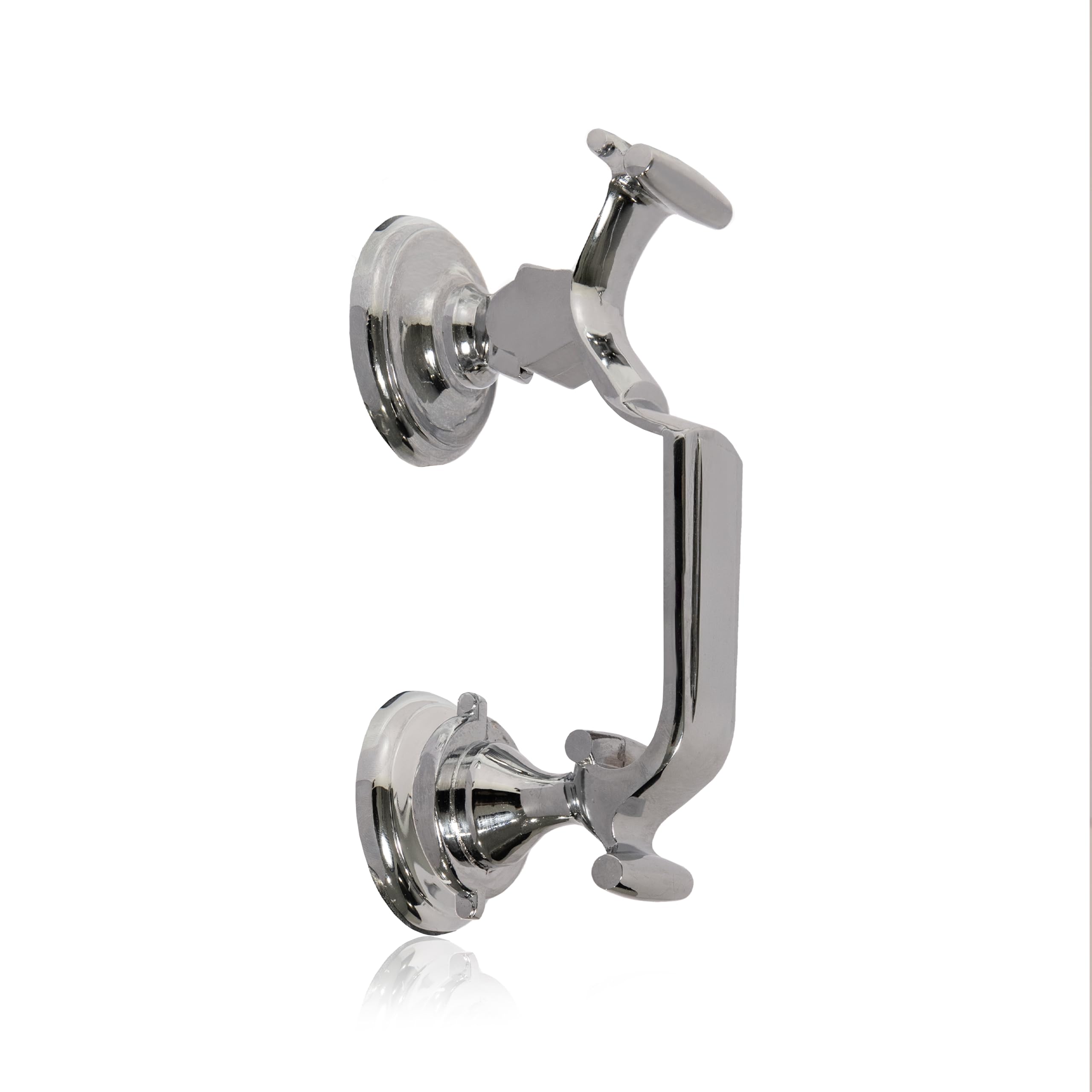XFORT® Doctor Door Knocker Polished Chrome, Elegant Scroll Door Knockers for Front Door, Front Door Furniture with a Classic Doctor Design, Perfect for Alerting You of Visitors to Your Home