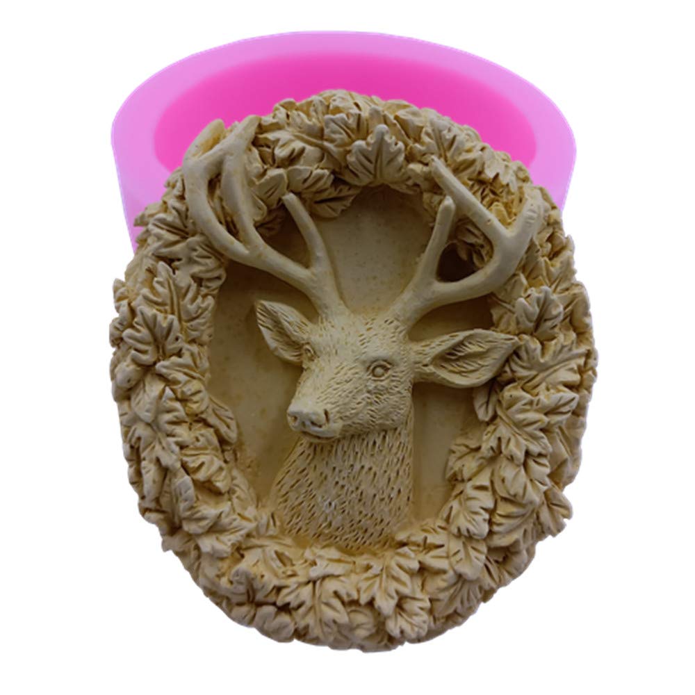 Deer Head Soap Candle Mold Silicone Soap Molds Food Grade Chocolate Cake Molds Decorating Aromatherapy Gypsum Wax Silicone Mould